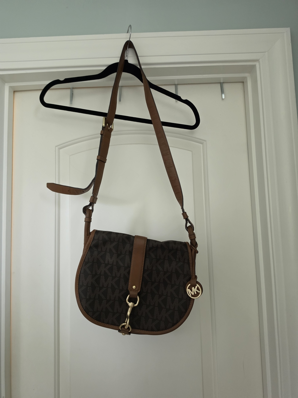 Michael Kors Vintage Brown MK Signature Crossbody Bag